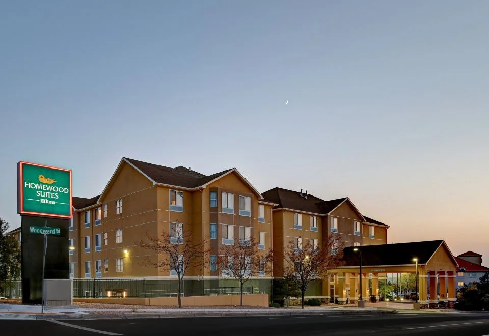 Homewood Suites by Hilton Albuquerque Airport exterior and hotel sign